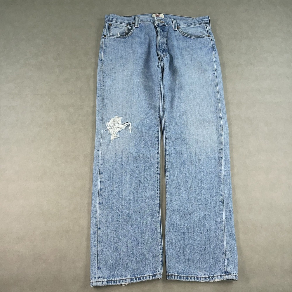 Vintage Levis 501 Jeans Mens 36x32 Faded Thrashed Denim Button Fly (Fits 36x31)